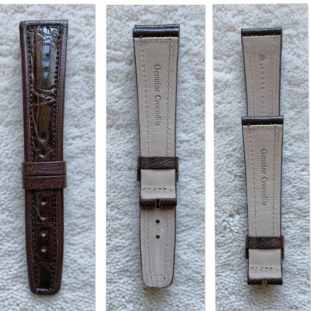JOHN HARDY 20mm BROWN Genuine CROCODILE Skin Leather WATCHBAND STRAP